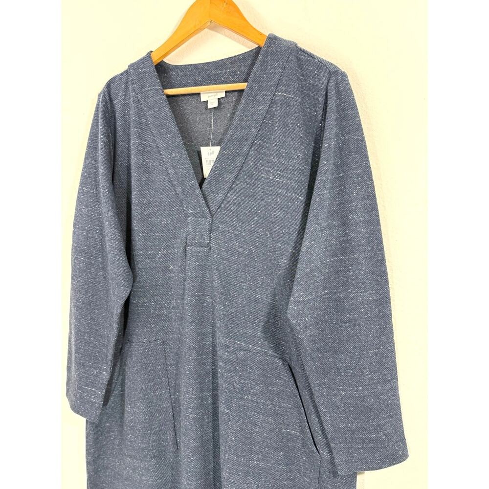 NWT J.Jill Pure Jill Dress 2X Indigo Blue Relaxed Artsy Long Sleeve Pocket Midi - Picture 6 of 10
